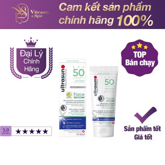 Kem chống nắng khoáng chất Ultrasun Face Mineral SPF50 40ml bảo vệ tốt nhất cho da sau trị liệu thẩm mỹ và da nhạy