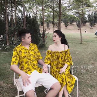 Set đi biển hoạ tiết đẹp - đồ đôi đi biển