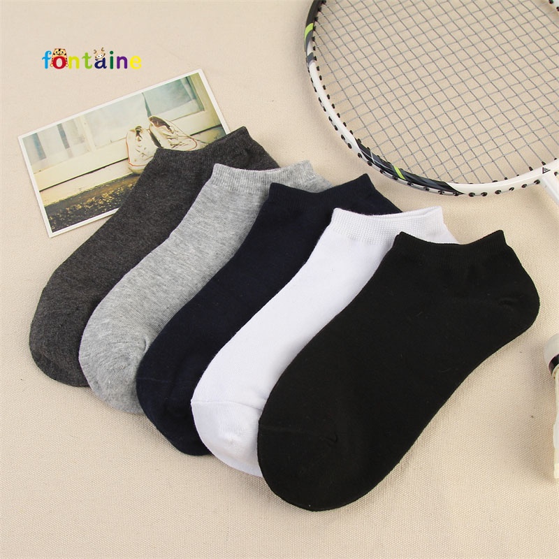 Vớ cotton cổ ngắn màu trơn chất lượng cao cho nam nữ