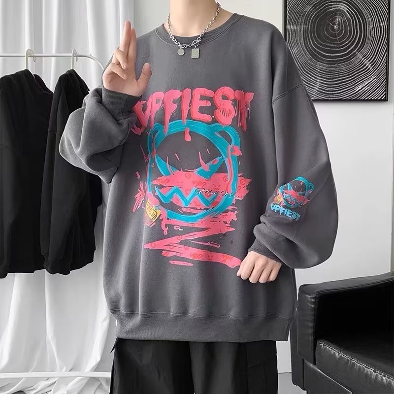 Áo Nỉ Dài Tay In Chữ Phong Cách Hiphop Đường Phố Hàn Quốc Cho Nam