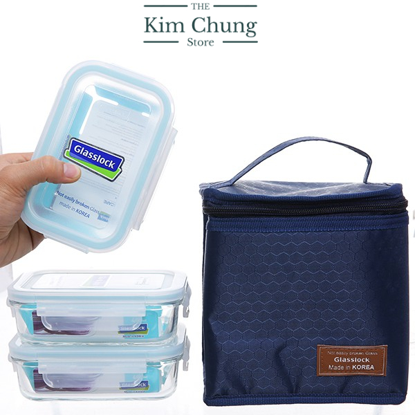Bộ 3 Hộp thuỷ tinh Glasslock 400ml kèm túi giữ nhiệt