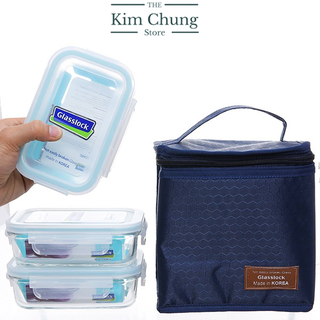 Bộ 3 Hộp thuỷ tinh Glasslock 400ml kèm túi giữ nhiệt