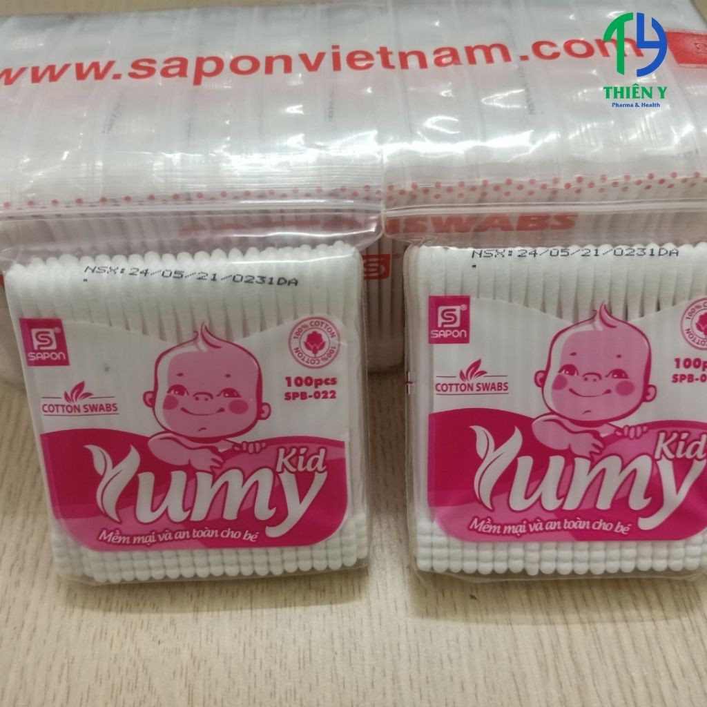 Tăm bông trẻ em Yumy Kid cao cấp, tăm bông sơ sinh, bông ngoáy tai cho bé, gói 100 cái – Thiên Y Pharmacy