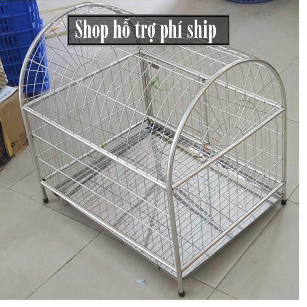 Chuồng chó mèo inox mái vòm và mái vuông Lồng inox xịn tặng kèm khay hứng inox