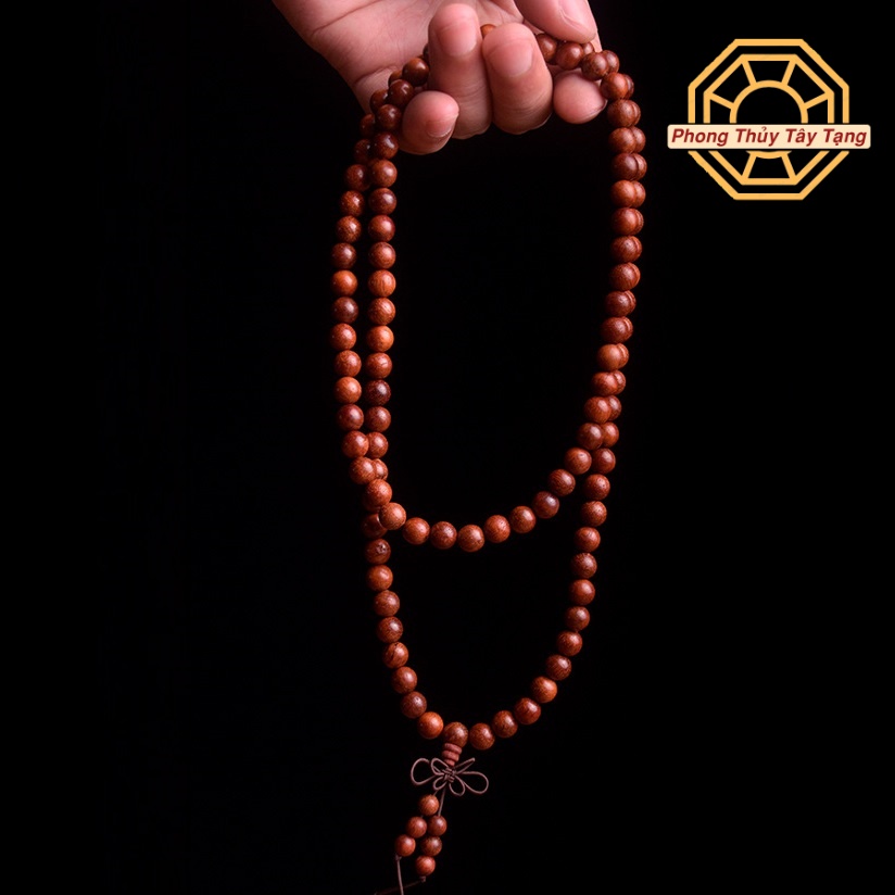 Vòng tay phong thủy, Vòng Gỗ Trắc chuỗi tràng 108 hạt Bình an May mắn - [TẶNG TÚI GẤM] - Phong Thủy Tây Tạng