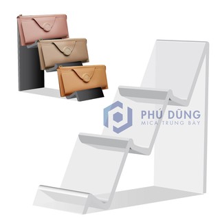 Kệ Mica Trưng Bày Bóp/ Ví 3 Tầng - Bề bản 7-8cm