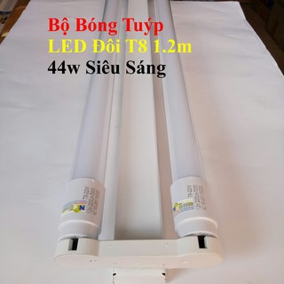Bộ Bóng Tuýp LED Đôi T8 1.2m 44w Siêu Sáng [1 Máng Đôi 1.2m và 2 Bóng 1.2m 22w]