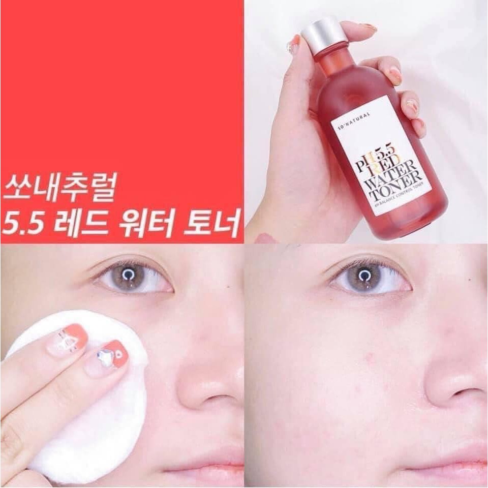 Nước Hoa Hồng Cấp Ẩm Cho Mọi Làn Da So Natural Red Peel PH 5.5 Red Water Tonic Toner 250ml Chính Hãng Hàn Quốc