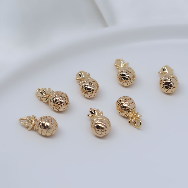 Mặt Dây Chuyền Hình Quả Dứa Mạ Vàng 18K Nhiều Màu Sắc diy