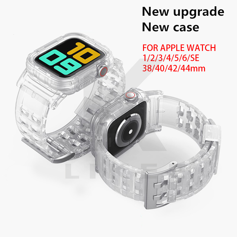 Dây đeo đồng hồ có vỏ bảo vệ làm từ silicon 2 in 1 38 / 40 / 42 / 44mm cho iWatch Series 6/5/4/3/2/2/1 / se