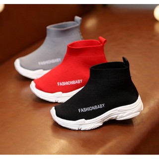 Freeship đơn 50k_Giày boot chun len cổ cao trơn cá tính cho bé trai, bé gái