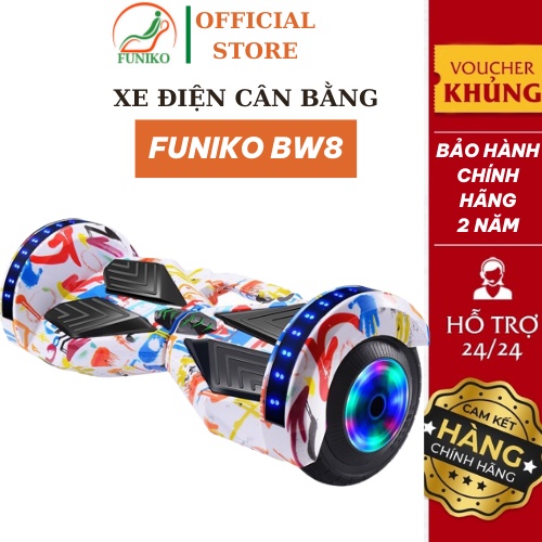 Xe cân bằng điện cao cấp Funiko BW8,8 inch Xe điện cân bằng kết nối Bluetooth,đèn Led cao cấp,Bảo hành 2 năm
