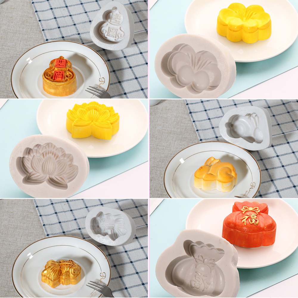 Khuôn silicon làm bánh trung thu/ bánh trung thu/ bánh kem hình cua/ thỏ/ hoa sen/ hoa sen hoạt hình may mắn độc đáo DIY