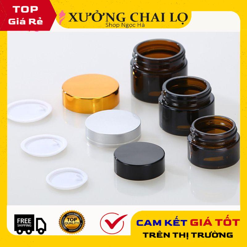 Hũ Chiết Mỹ Phẩm ❤ GIÁ RẺ NHẤT ❤ Hủ Đựng Kem Face Thủy Tinh Nâu 5g,10g,15g,20g,30g,50g , phụ kiện du lịch