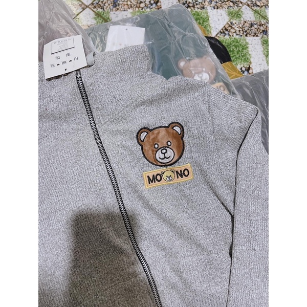 Áo Khoác Nữ Thun Gân Thêu Hình Gấu Hàng Mới