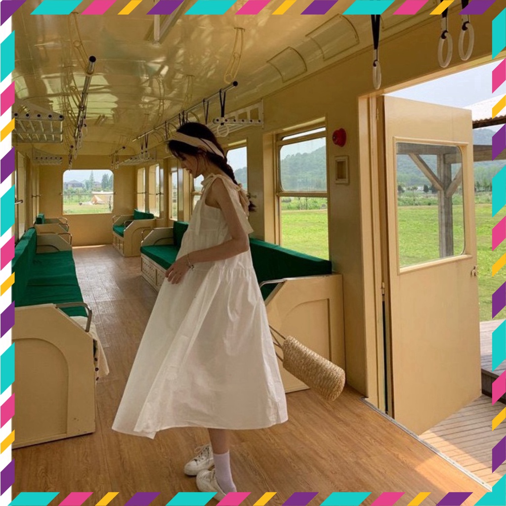 Đầm Nữ, Váy Nữ Babydoll 2 Dây Thắt Nơ Dáng Dài 3 Tầng Siêu Xinh | BigBuy360 - bigbuy360.vn