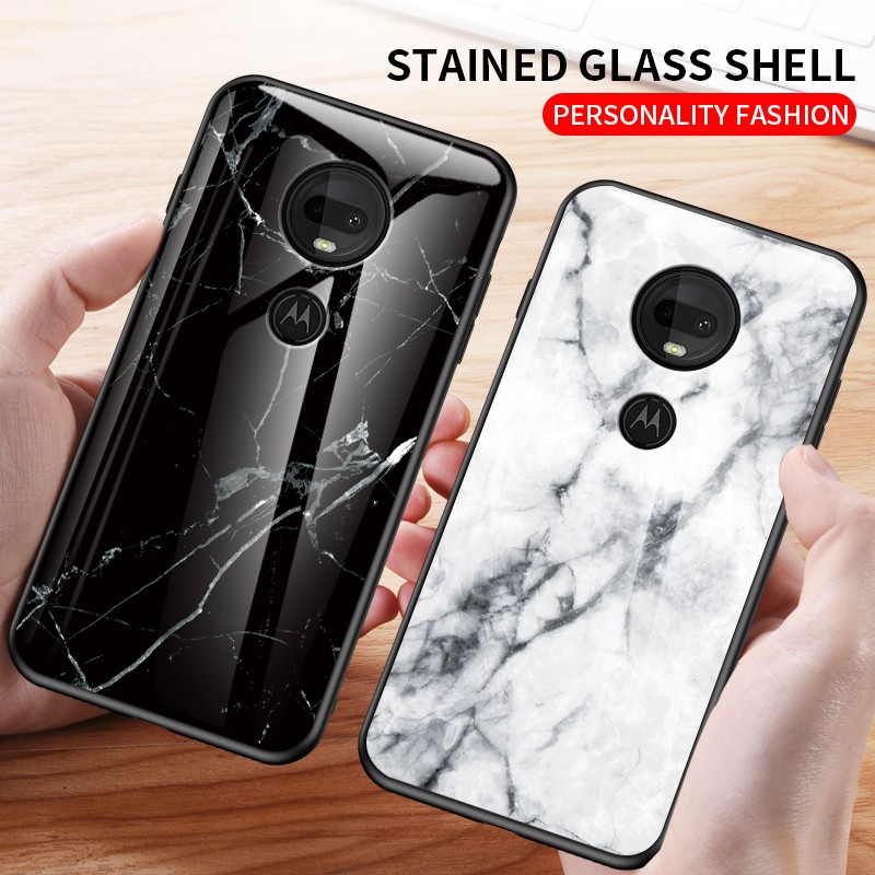 Motorola MOTO G5S G6 G7 G8 Plus Play Power Tempered Glass Phone Case Hard Cover