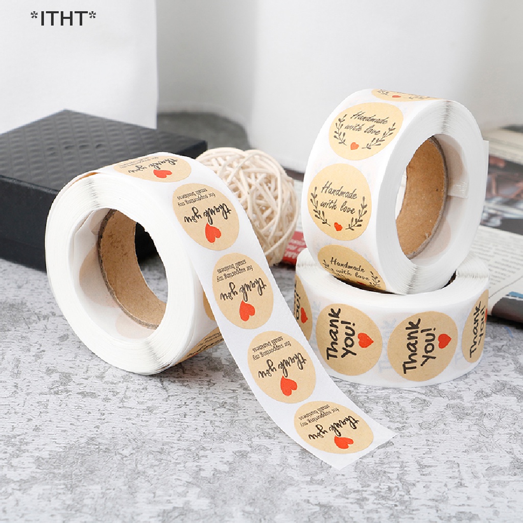 Set 500 Miếng Dán Tròn In Chữ Thank You Trang Trí Đa Ứng Dụng