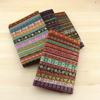 4 Loại Pre-Cut Bohemia Vải Lanh Cotton Quilt "Dân Tộc Kỳ Lạ Đồng Sọc" DIY Nhà Dệt Vải kain 50x147cm