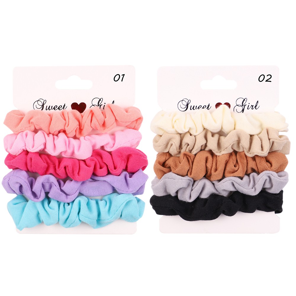 Set 5 dây cột tóc KIDSBOWS màu trơn cho nữ