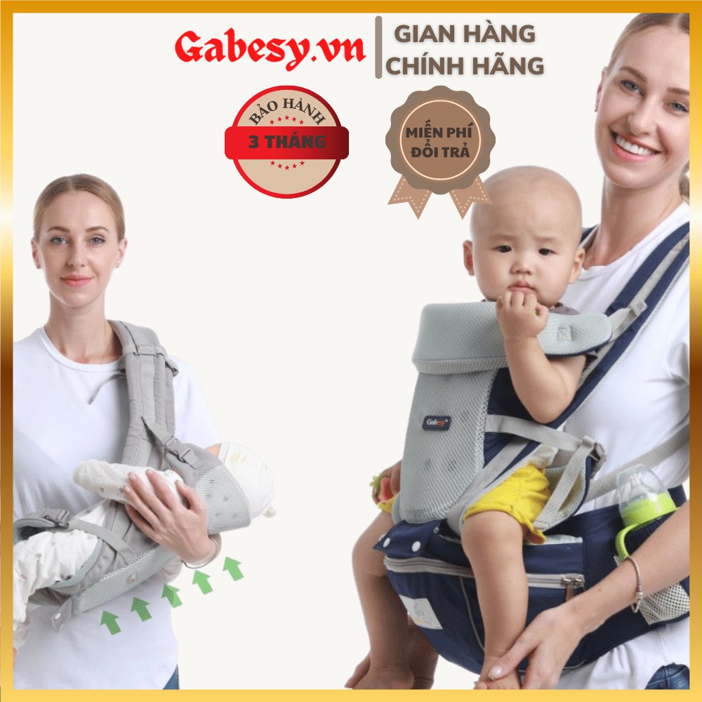 Địu Em Bé 4 Tư Thế 🔥GABESY 🔥GBS3 Chống Gù Lưng, Siêu Thoáng Khí, Gọn Nhẹ, Trợ Lực - Địu Trẻ Em, Địu Cho Bé Chính Hãng