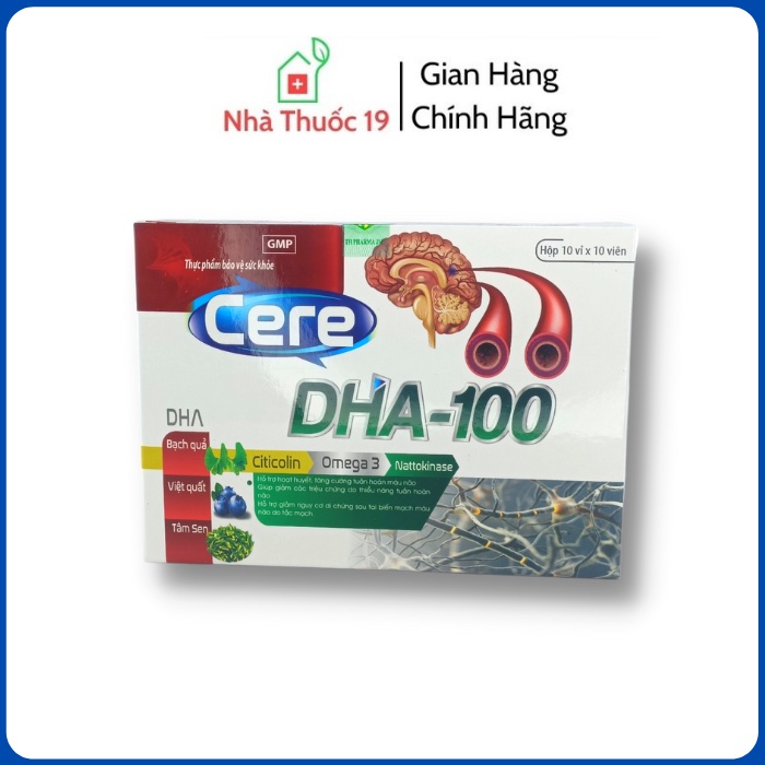 CERE DHA 100 Giúp hỗ trợ hoạt huyết, tăng cường tuần hoàn máu não, giảm nguy cơ và các triệu chứng về máu não