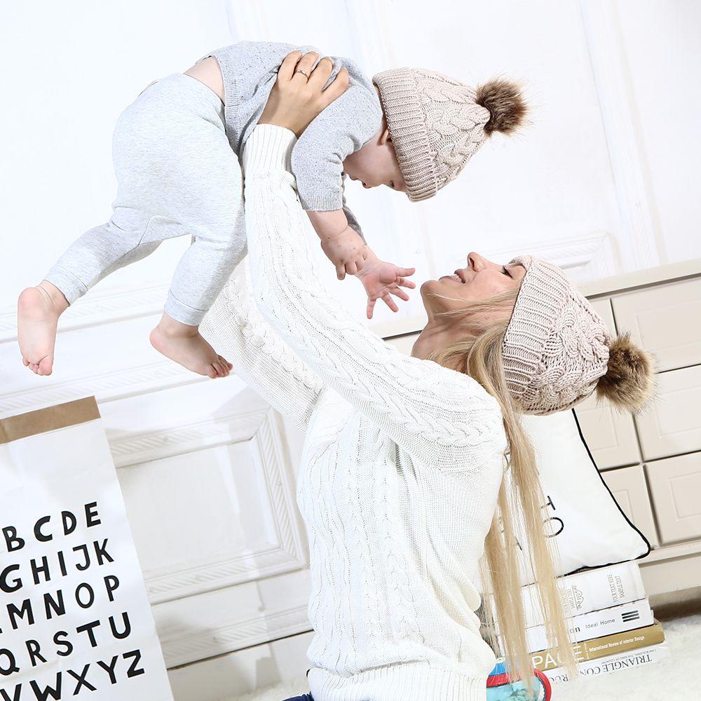CLEVER Mũ Len Beanie ThờI Trang Cho Mẹ Và Bé