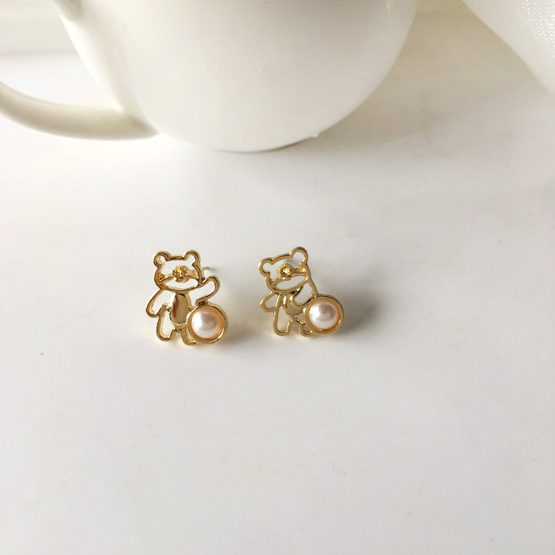 Khuyên Tai Nữ Trang Dáng Dài Tạo Hình Gấu Xinh Xắn