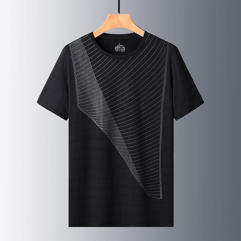 Áo Thun Thể Thao Tay Ngắn Dáng Rộng Vải Lụa Mát Thời Trang Mùa Hè Cho Nam