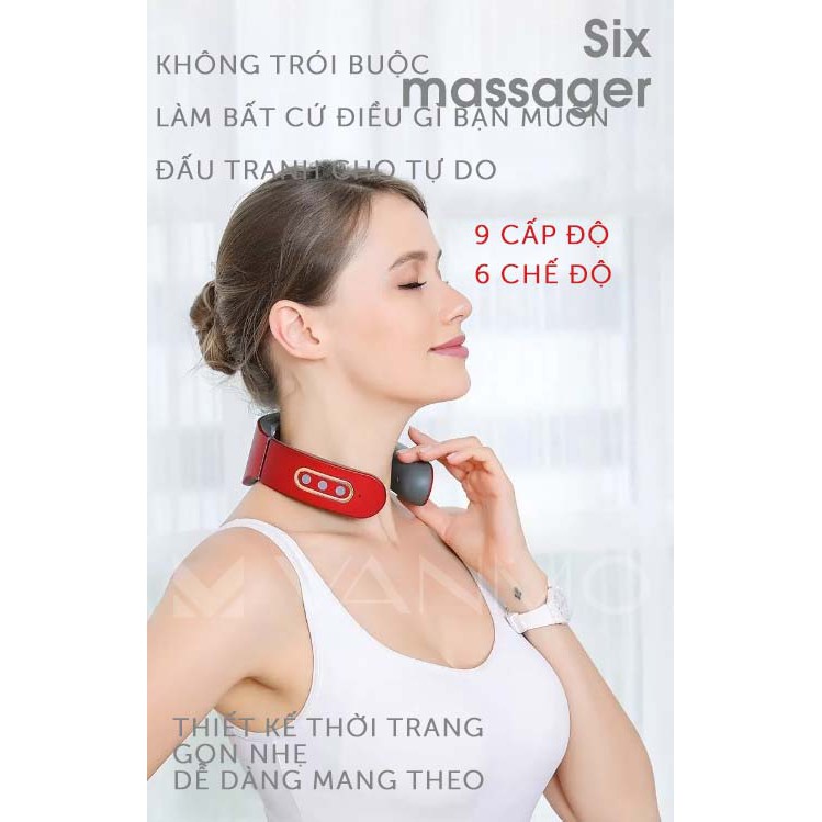 Máy Massage Cổ Vai Gáy 4 Điện Cực Với 6 Chế Độ Massage và 9 Mức Cường Độ Trị Liệu 6 Điện Cực Có Chườm Nóng,