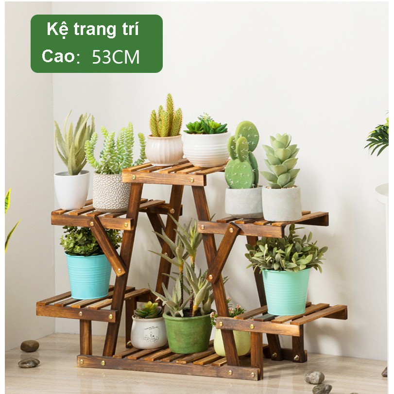 Kệ để chậu hoa cây cảnh gỗ thông trang trí để trong nhà ngoài trời sân vườn ban công phong cách Bắc Âu