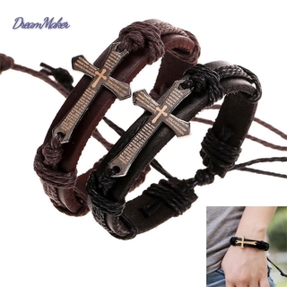 Vòng Tay Da Pu Thiết Kế Đan Chéo Cho Nam