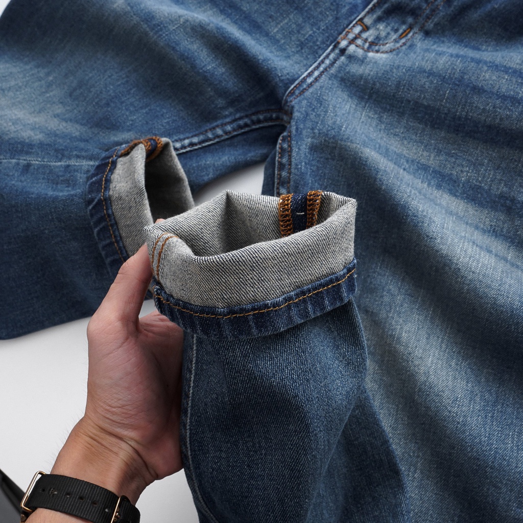 Quần jean dài nam PB Form Slimfit,chất vải co dãn,ống quần 15 - 17cm - JPB558