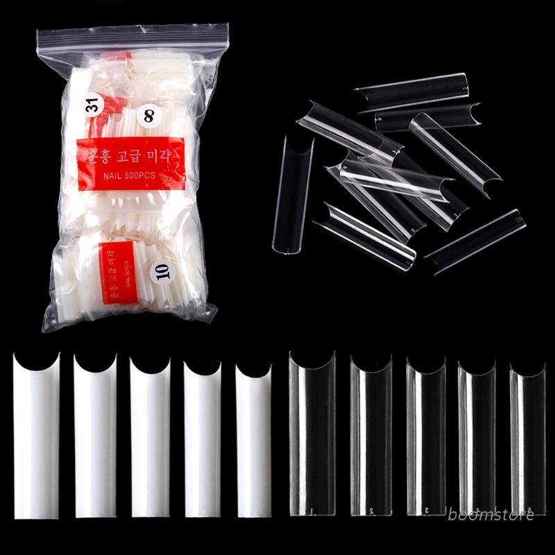 Set 500 Móng Tay Giả Trong Suốt Bằng Nhựa ABS Linh Hoạt