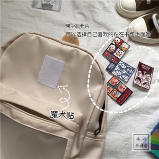 [FREESHIP đơn từ 0đ] Balo trơn uzzlang dán hình