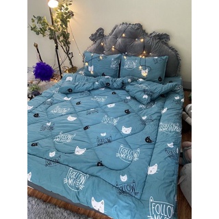 Bộ 5 món chăn phao ga gối poly cotton hàng loại 1 chăn m8x2m