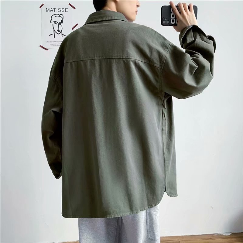 Áo khoác sơ mi dáng rộng tay dài có túi thời trang mùa xuân dễ phối đồ dành cho nam | BigBuy360 - bigbuy360.vn