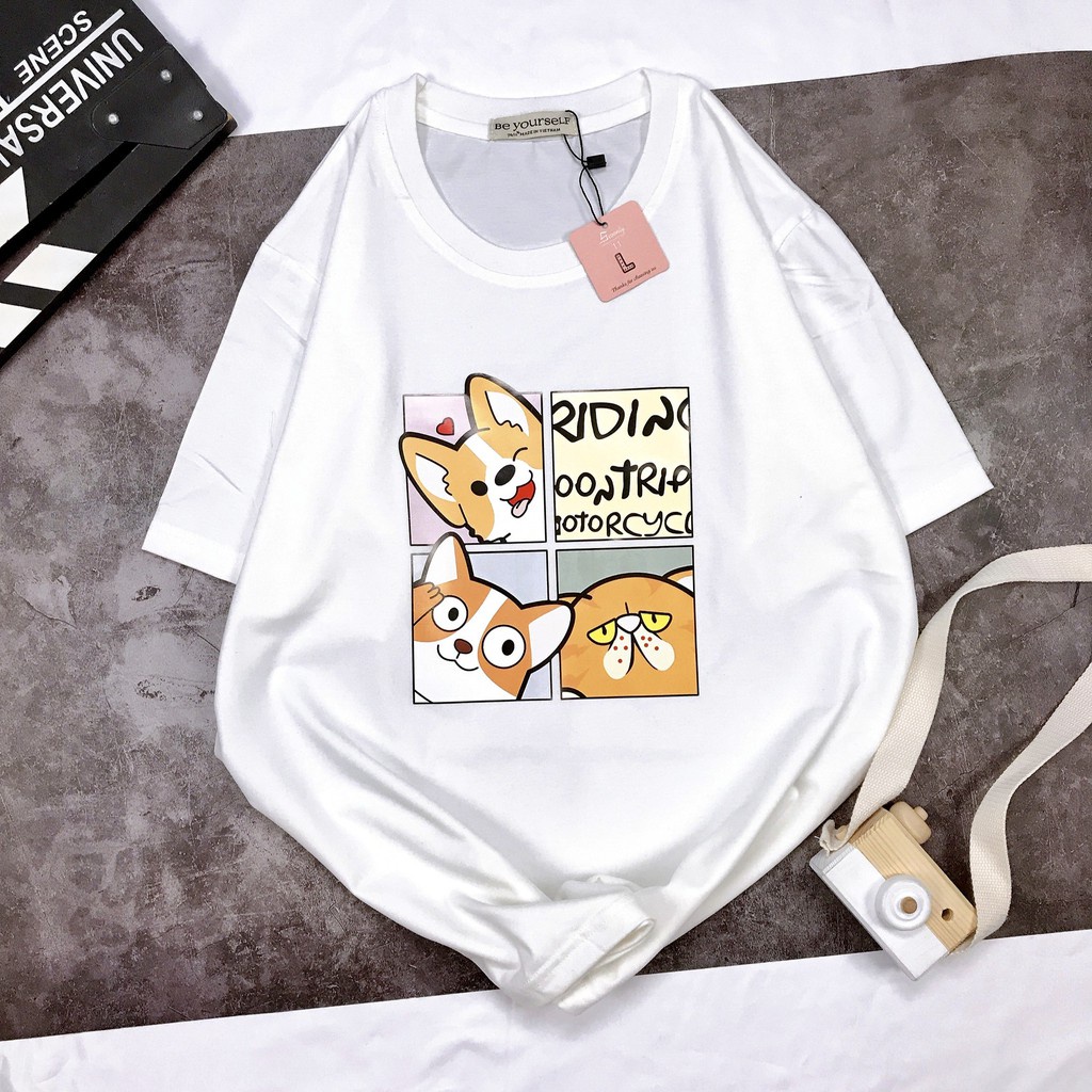 Áo thun tay ngắn in hình chó Corgi Be Yourself unisex full size M L XL