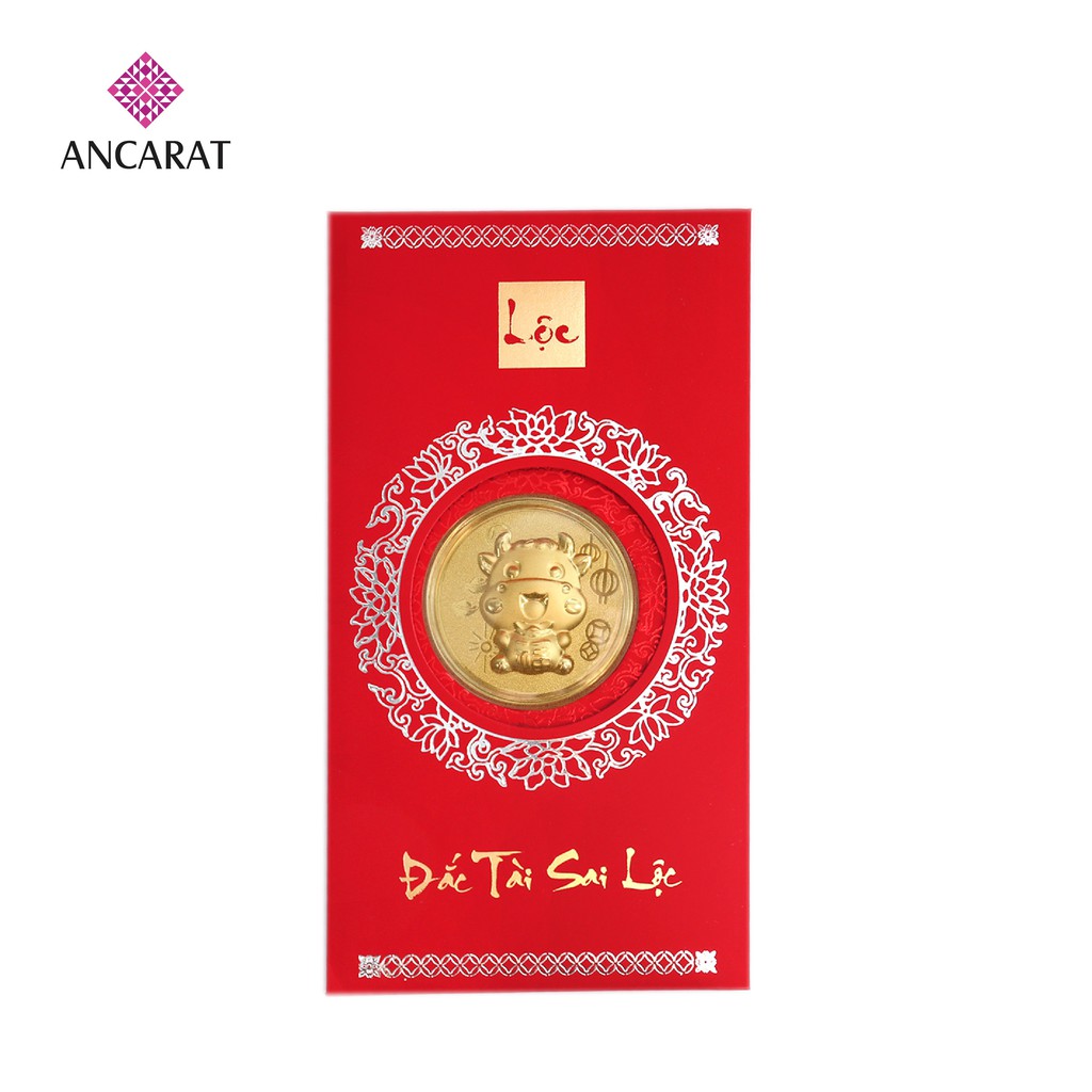 [Mã FARSBR151 giảm 100% đơn 0đ] ANCARAT - Mặt vàng 24k Kim Sửu túi tiền Kèm bao lì xì - AG9992.Q002.01C