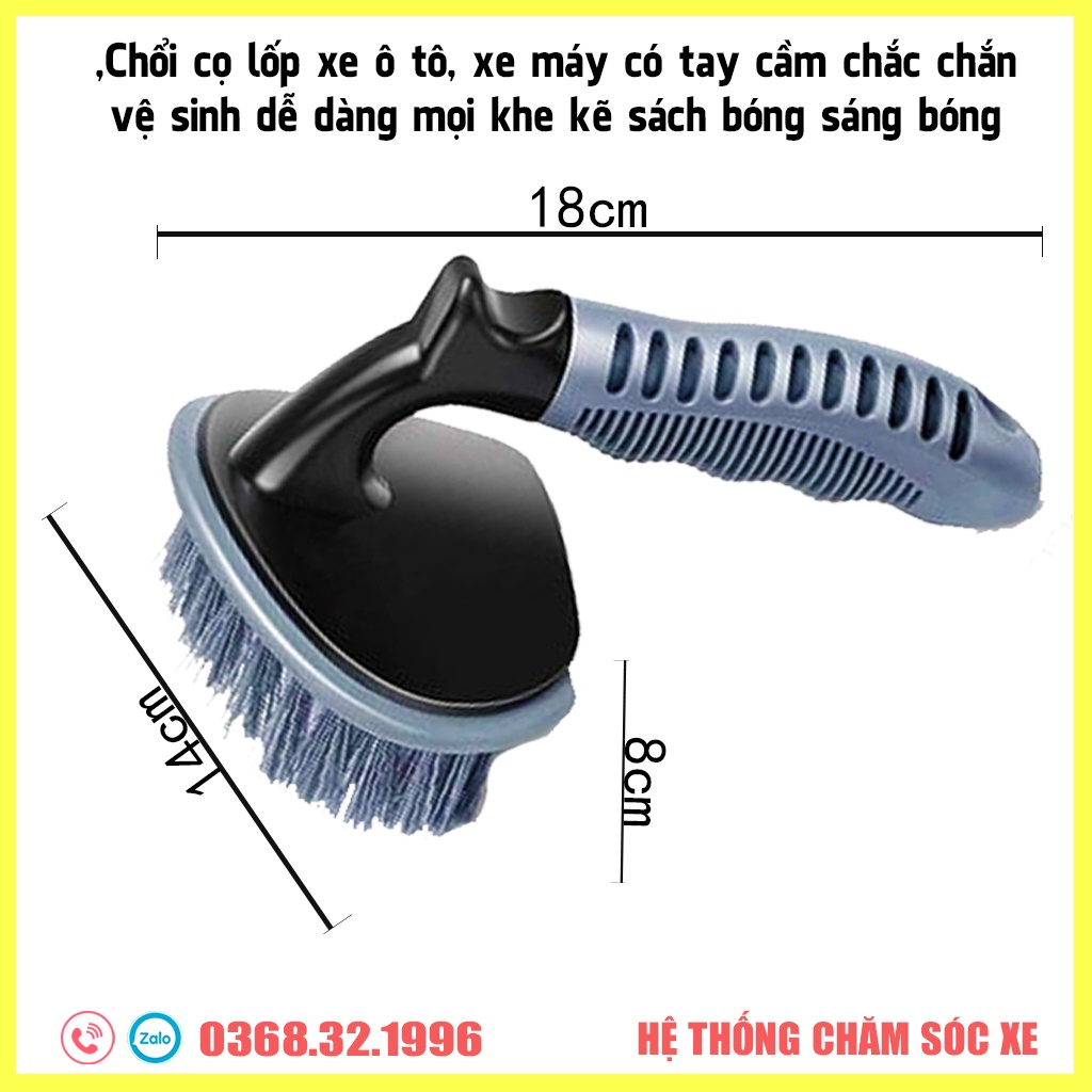 Combo 3 bàn chải chăm sóc lốp ô tô, xe máy đa năng cao cấp