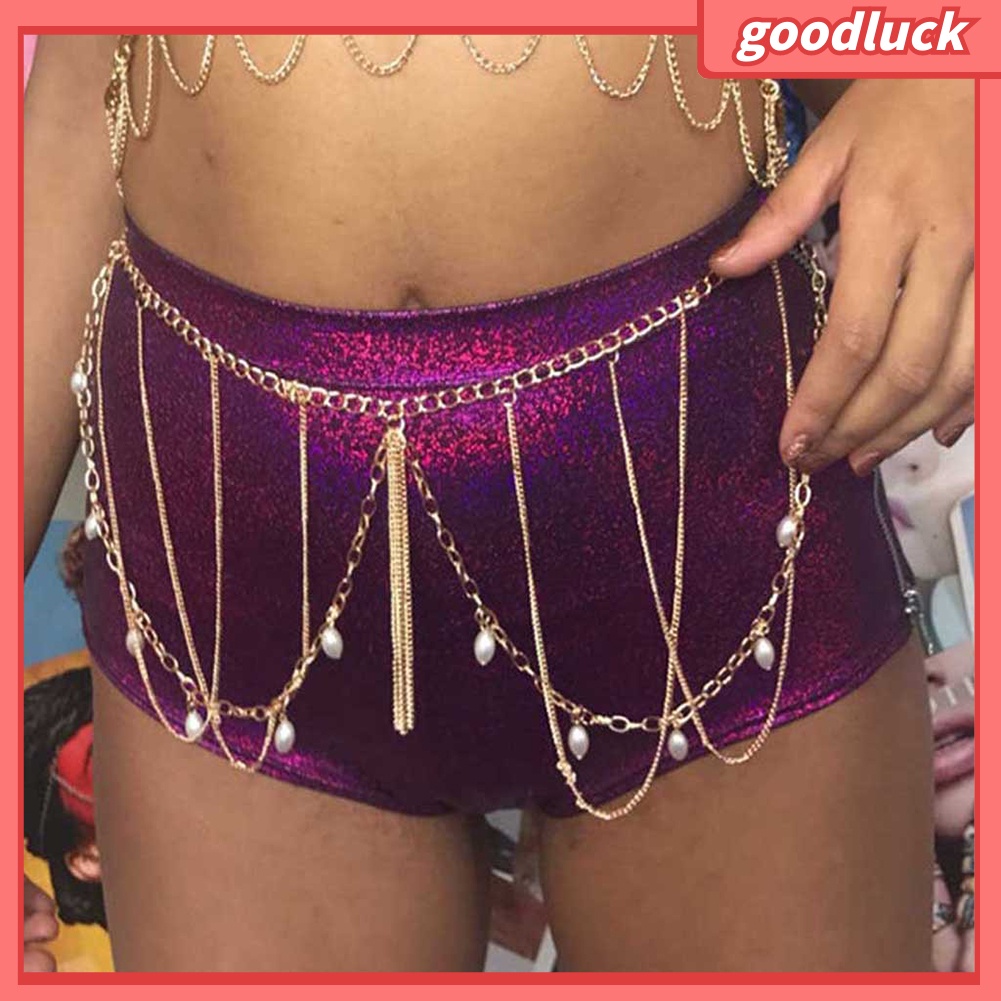 Thắt Lưng Dây Xích Nhiều Lớp Đính Ngọc Trai Giả Gợi Cảm Cho Nữ