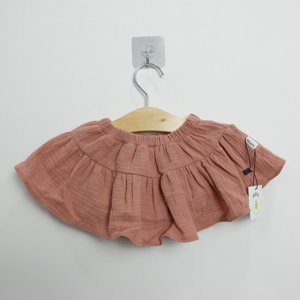 Muslin Pink Skirt_Chân váy hồng ruốc có lót quần đáng yêu cho bé gái_Haaro Babies