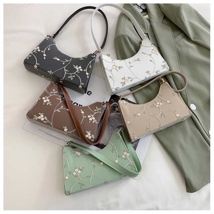 Túi xách nữ kẹp nách dáng thuyền họa tiết thêu hoa phong cách Hàn Quốc hàng Quảng Châu 1999store_official