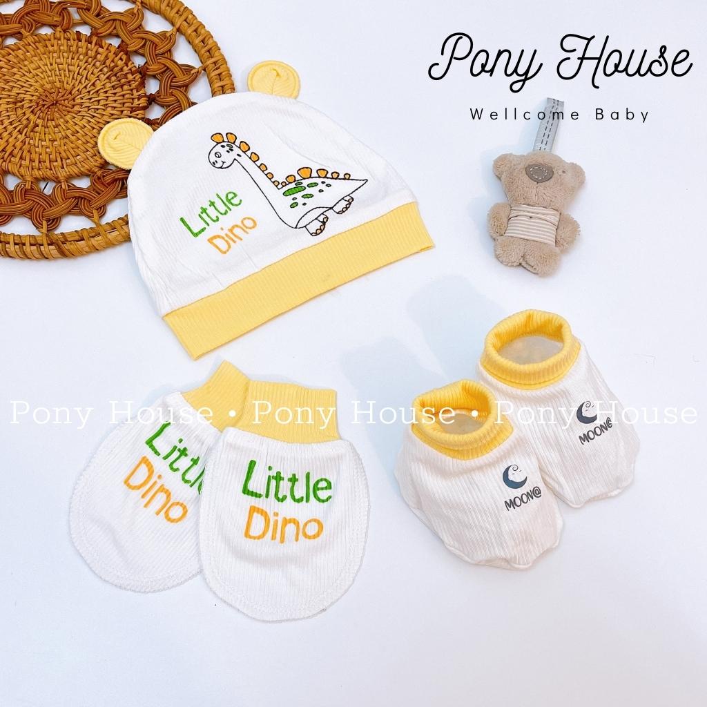 Set Mũ Bao Tay Bao Chân Moon Chất Tăm Mềm Mịn Cho Bé Trai, Bé Gái Từ Sơ Sinh