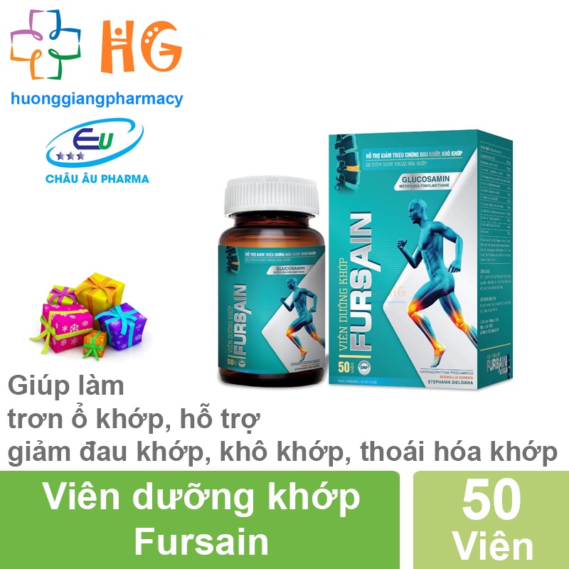 Viên dưỡng khớp Fursain Giúp giảm thoái hóa đốt sống cổ đau nhức xương khớp vôi hóa cột sống mỏi khớp khô khớp Hộp 50 Vi