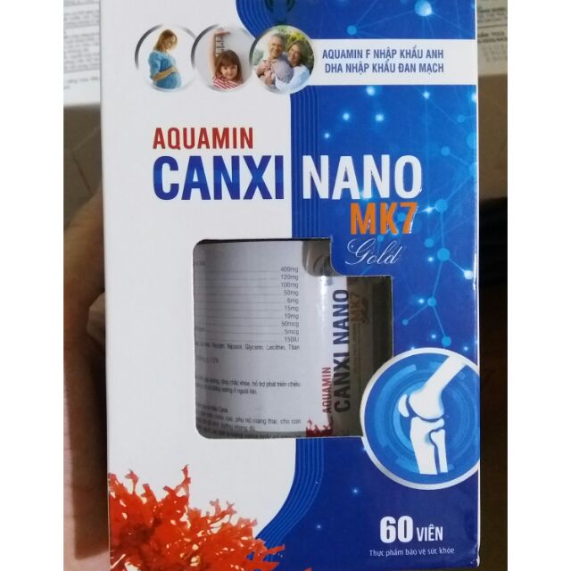 Thực phẩm bổ sung Calci Aquamin Canxi Nano MK7 Gold- Lọ 60 viên