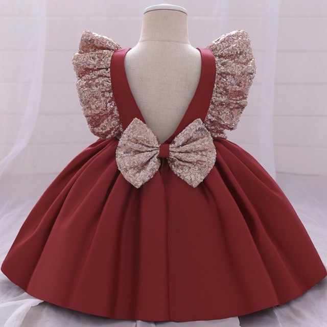 Đầm Công Chúa Hở Lưng vs Phối Nơ To, Đính Sepuins... Cho Bé Từ 1-5 Tuổi.