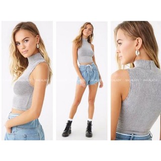 Áo Thun Cotton Sượt Croptop F21 Cổ Lọ Sát Nách - 1095