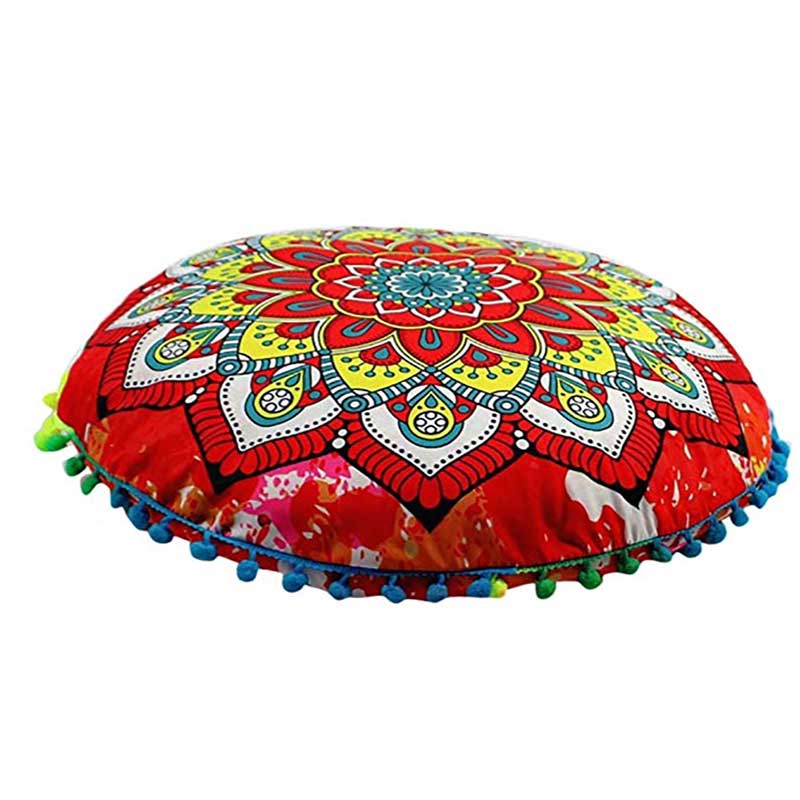 Vỏ gối hình tròn họa tiết hoa phong cách Bohemian