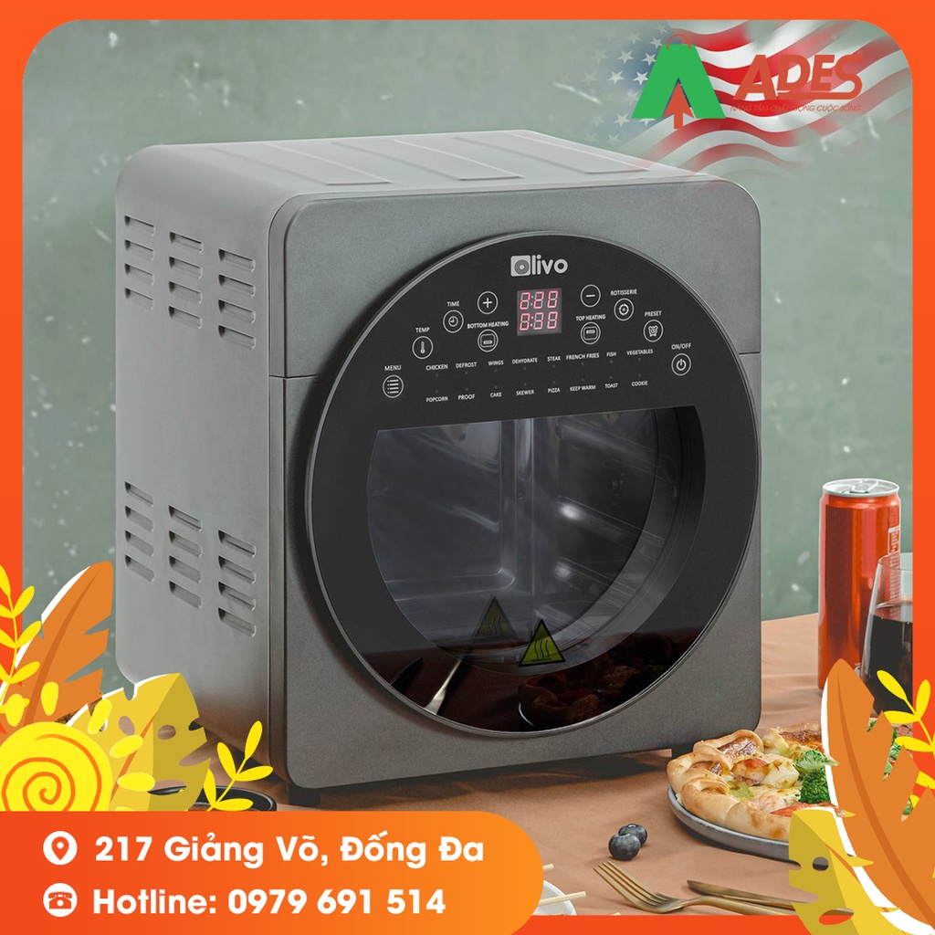 Nồi Chiên Không Dầu OLIVO AF15 - BẢO HÀNH CHÍNH HÃNG 24 THÁNG - THƯƠNG HIỆU MỸ - DUNG TÍCH KHOANG SIÊU LỚN 15L